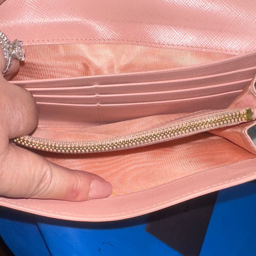 Prada Pink Saffiano Bow Continental Wallet with Gold Logo Box COA - Picture 9 of 14